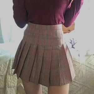 NEW Plaid Pleated Skirt With Built in Shorts